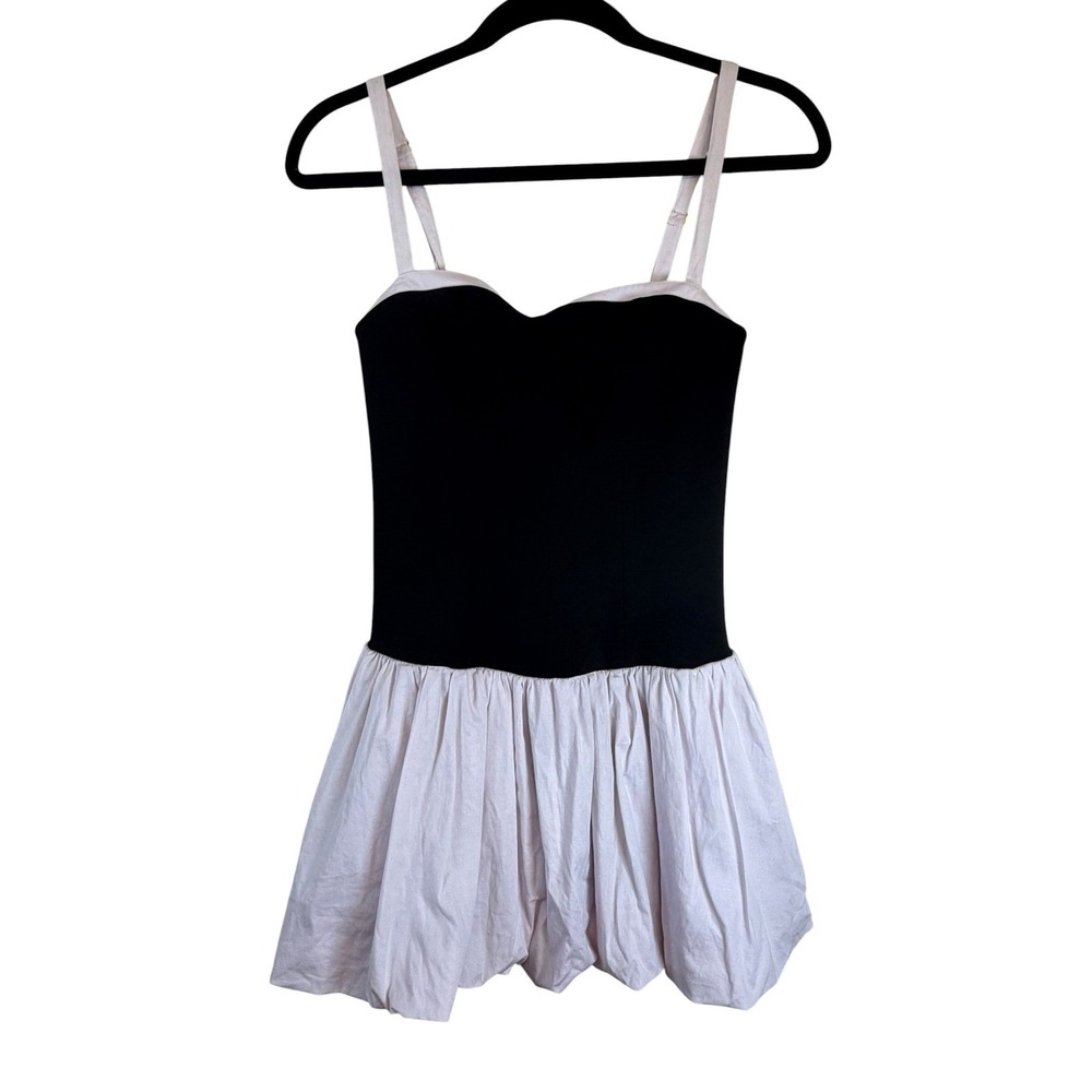 MUMU Black White Sweetheart Bubble Hem Mini Dress XS